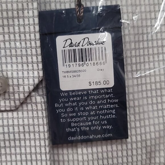 David Donahue Men's Trim Fit Check Dress Shirt - Picture 5 of 7